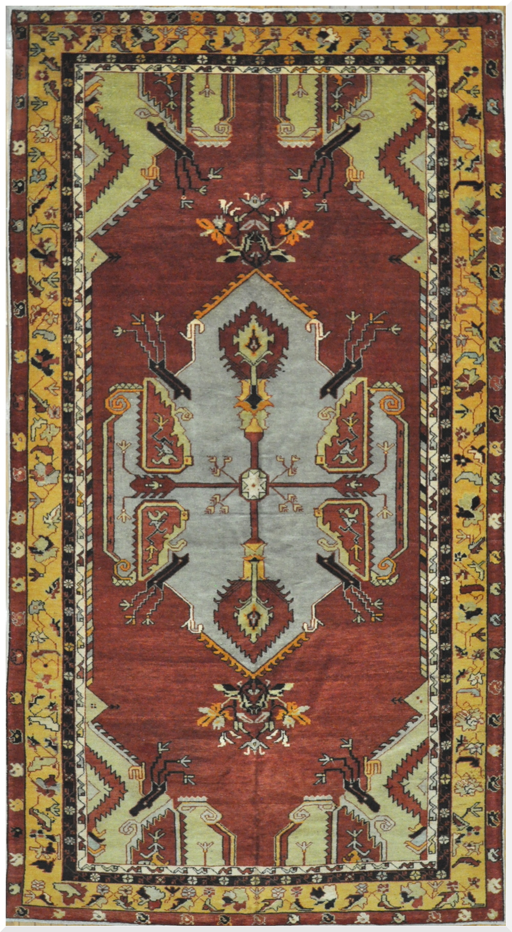1.4× 2.8 feet Oushak vintage rug Kitchen decor rug Blue Turkish rug Anatolian rug Handwoven konya garpet  Oriental rug 16×33 inç
