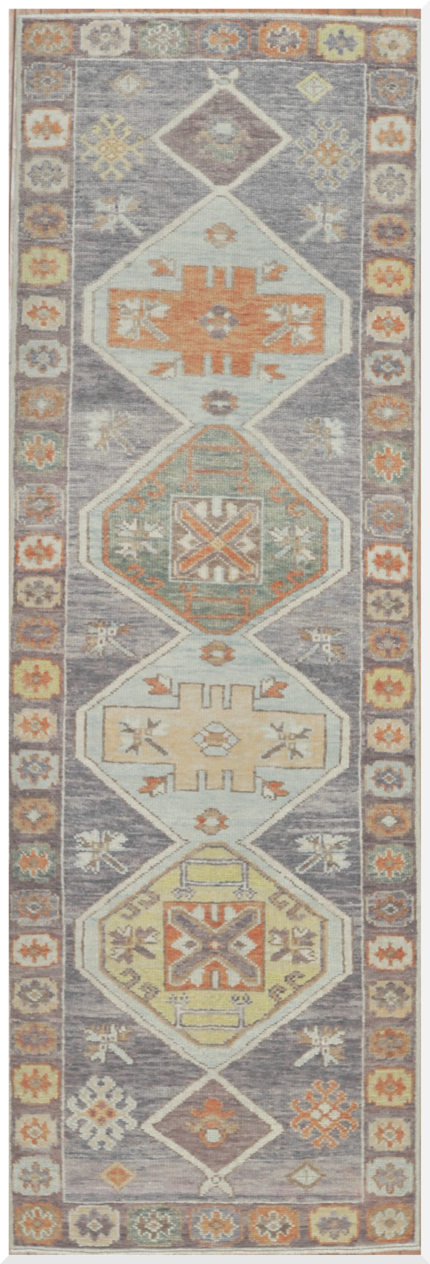 Wool turkish rug runner pure wool oushak runner rug patch runner 356x76cm