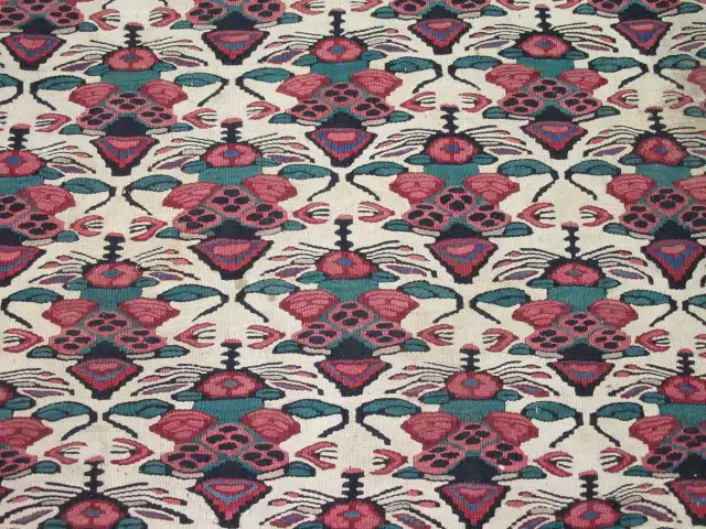 4' x 5' Persia Ivory Red Seneh Kilim Rug Traditional Flatwoven Wool - Image 3