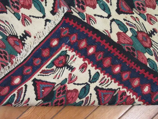 4' x 5' Persia Ivory Red Seneh Kilim Rug Traditional Flatwoven Wool - Image 5