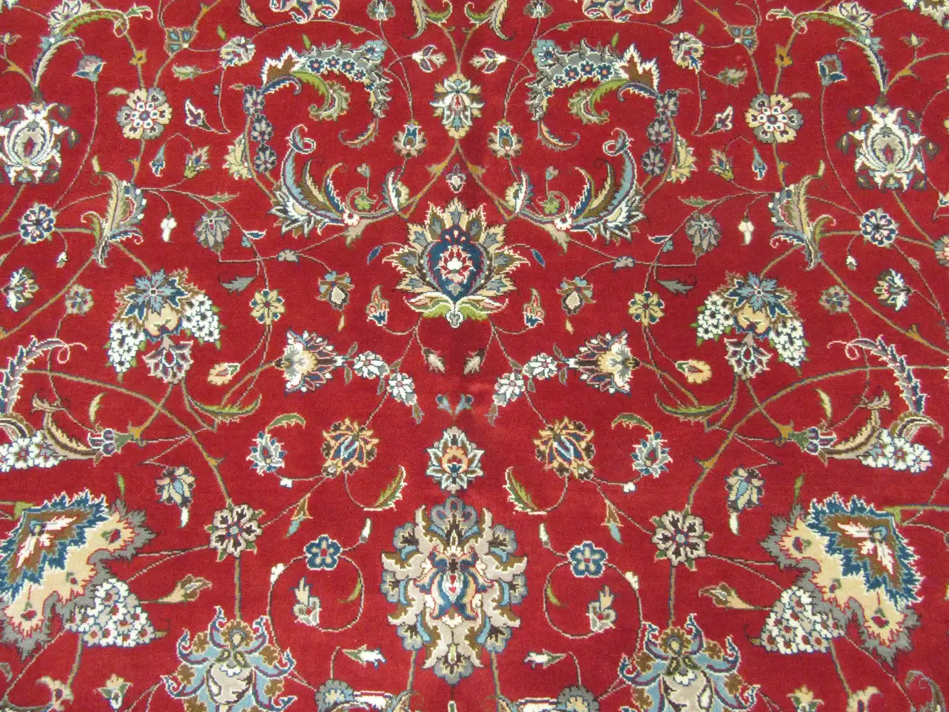 9' x 13' Pakistani Kashan Design Rug – Red & Navy Traditional Hand-Knotted Wool - Image 3