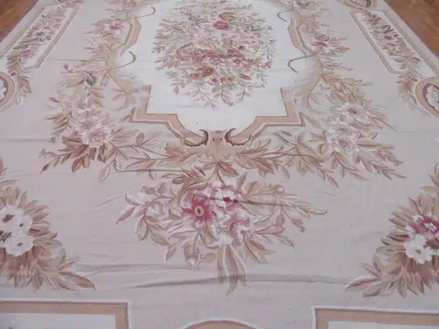 12' x 19' Chinese Ivory Floral Needlepoint Rug – Traditional Wool - Image 3