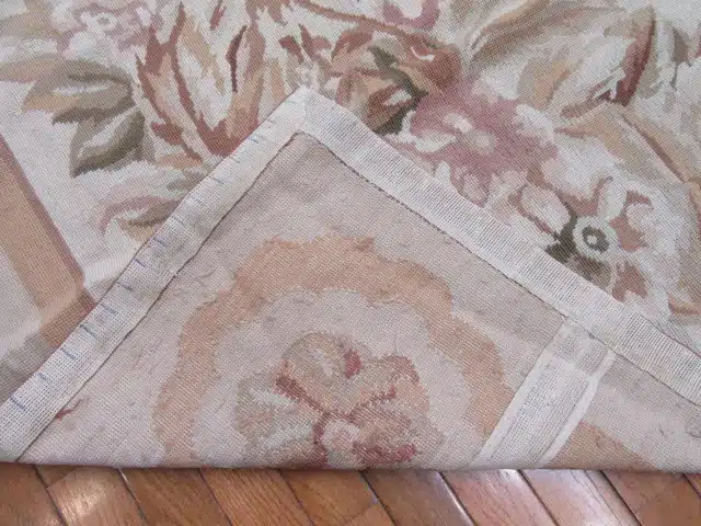 12' x 19' Chinese Ivory Floral Needlepoint Rug – Traditional Wool - Image 5