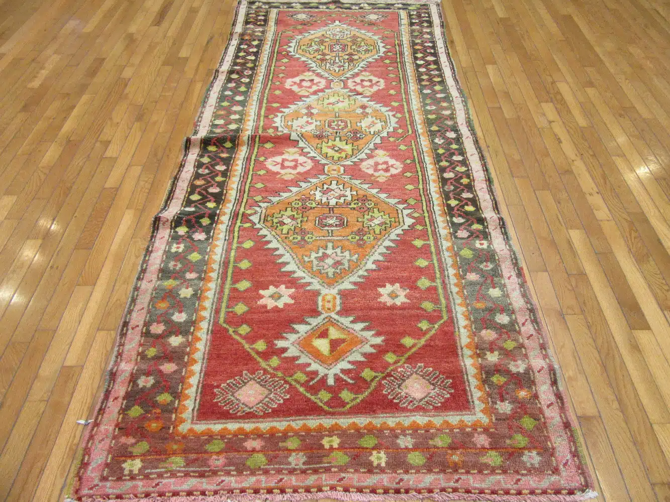 4' x 9' Antique Caucasian Red Tribal Rug – Hand-Knotted Wool - Image 2