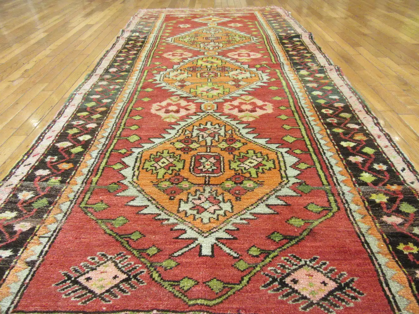 4' x 9' Antique Caucasian Red Tribal Rug – Hand-Knotted Wool - Image 6