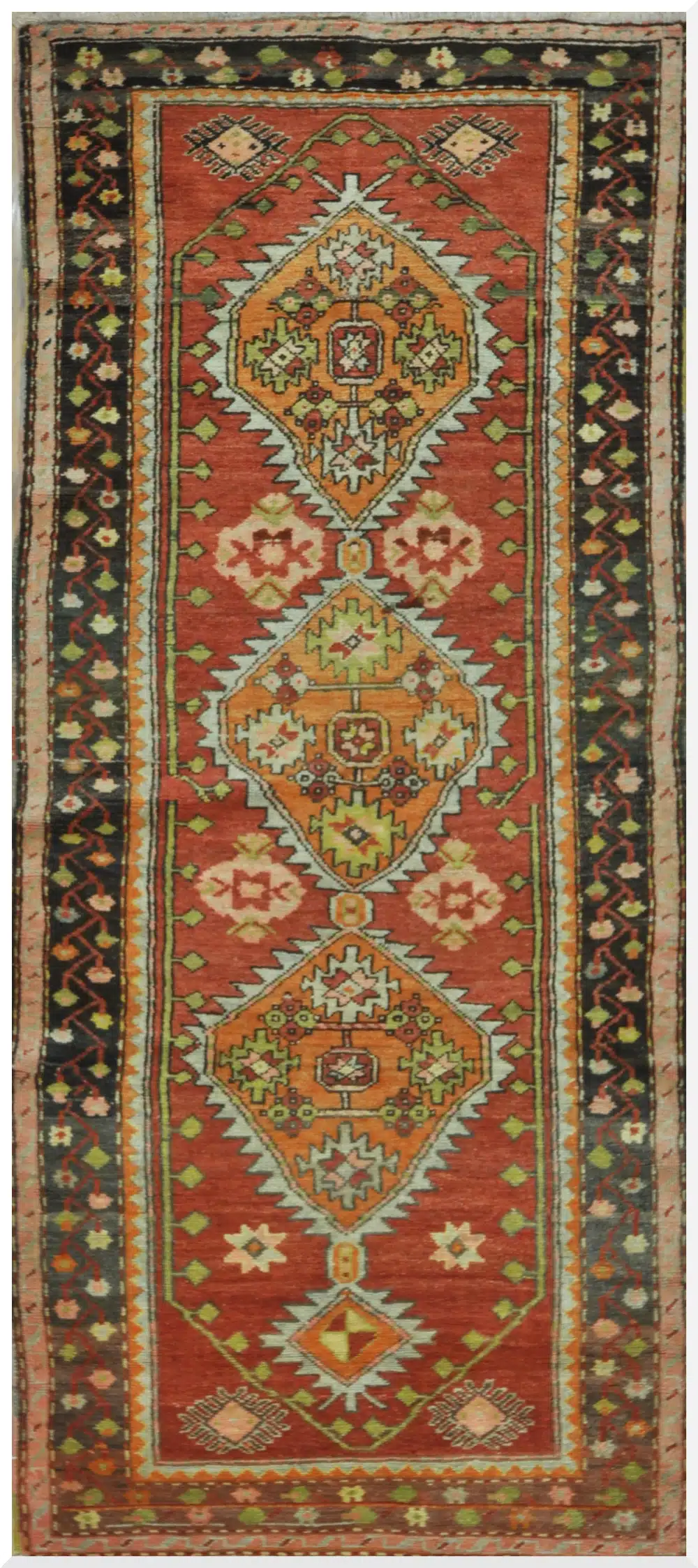4' x 9' Antique Caucasian Red Tribal Rug – Hand-Knotted Wool