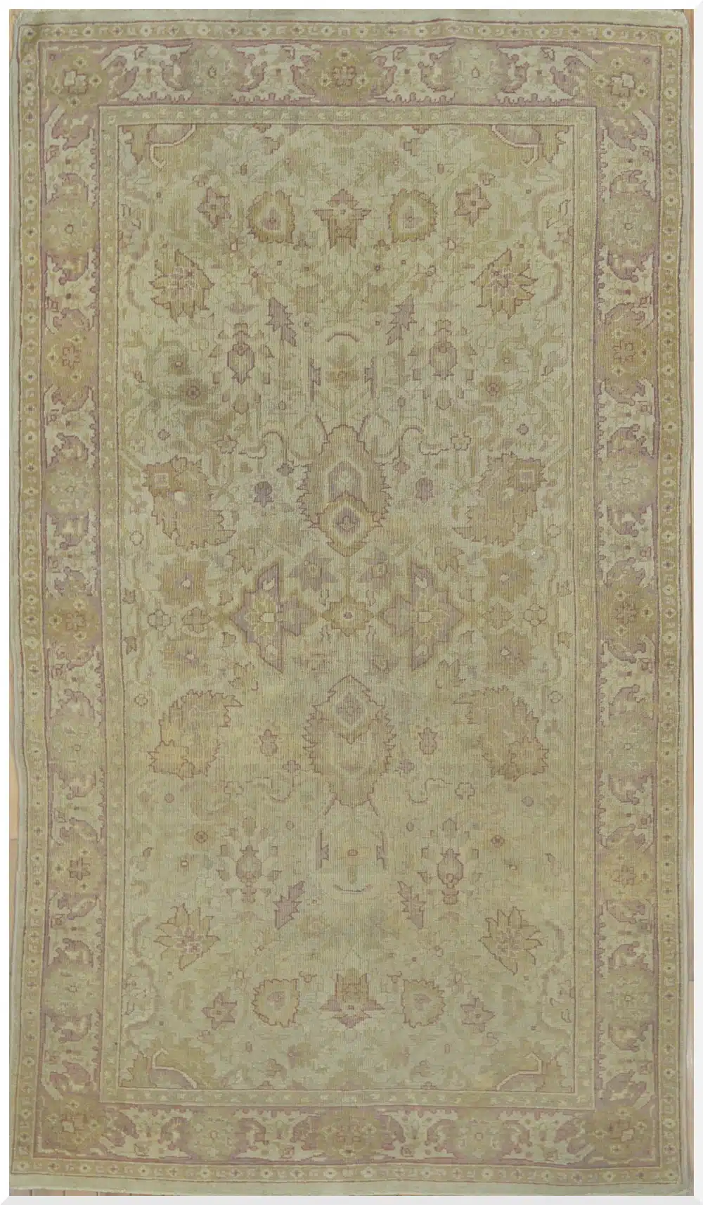 4' x 7' Semi Antique Indian Agra Ivory Traditional Rug – Hand-Knotted Wool