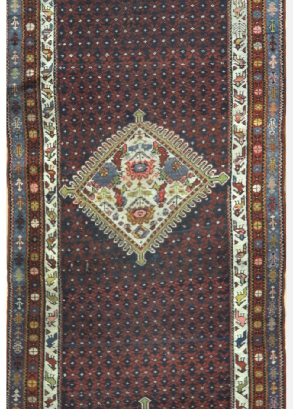 Long Antique Hand Knotted Wool Persian Malayer Runner Rug