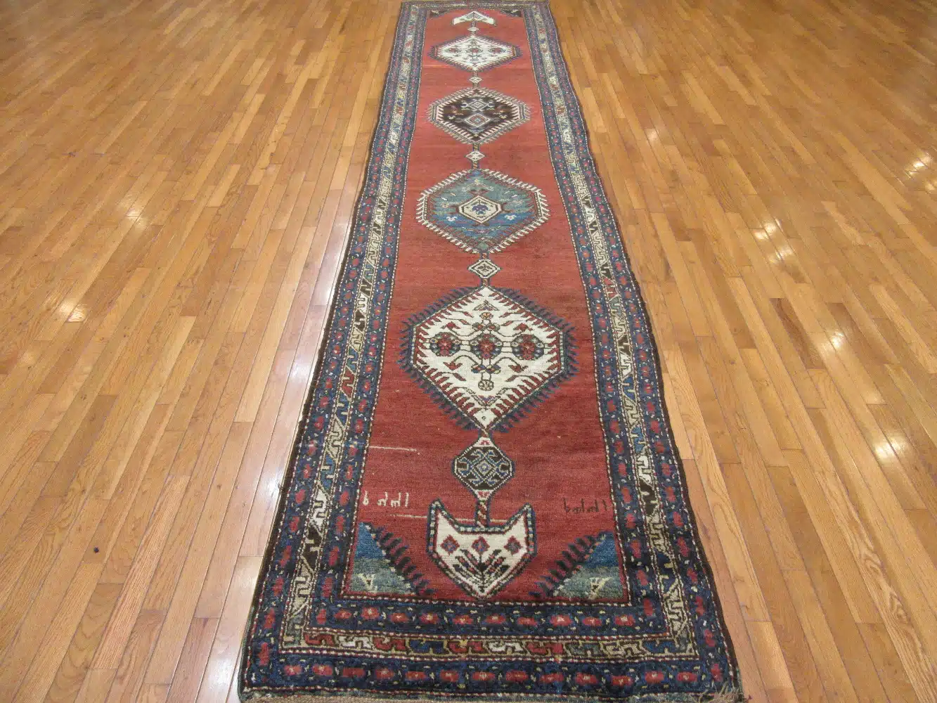 3' x 16' Antique Tribal Persian Heriz (Hashtroud) Runner Rug – Rust – Hand Knotted Wool - Image 2