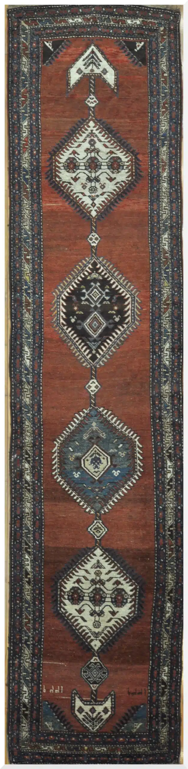 3' x 16' Antique Tribal Persian Heriz (Hashtroud) Runner Rug – Rust – Hand Knotted Wool