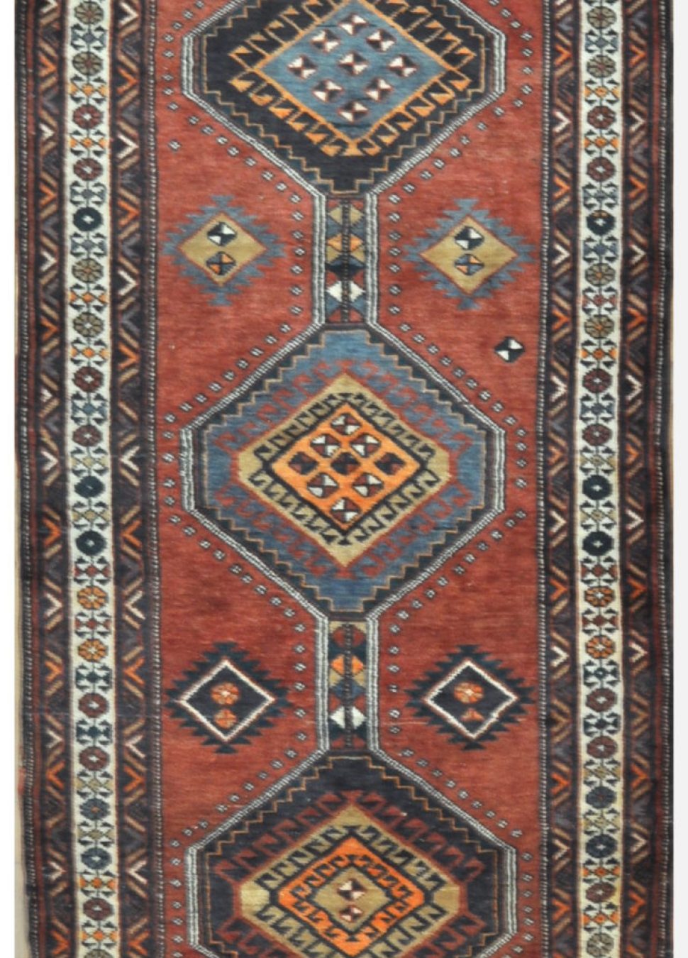 Long Old Hand Knotted Runner Rug