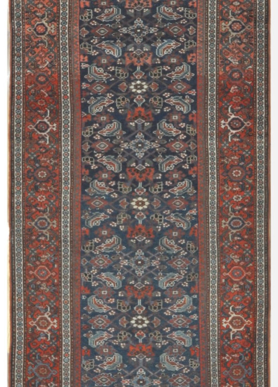 Long Antique Hand Knotted Wool Persian Malayer Runner Rug