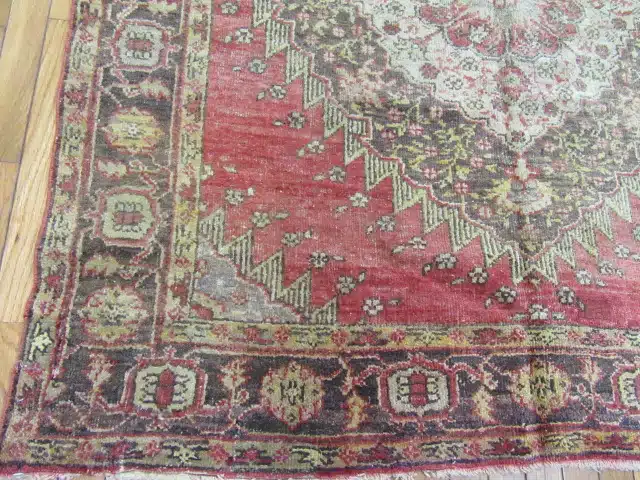 5' x 10' Vintage Turkish Oushak Runner Rug – Rust & Blue - Image 4