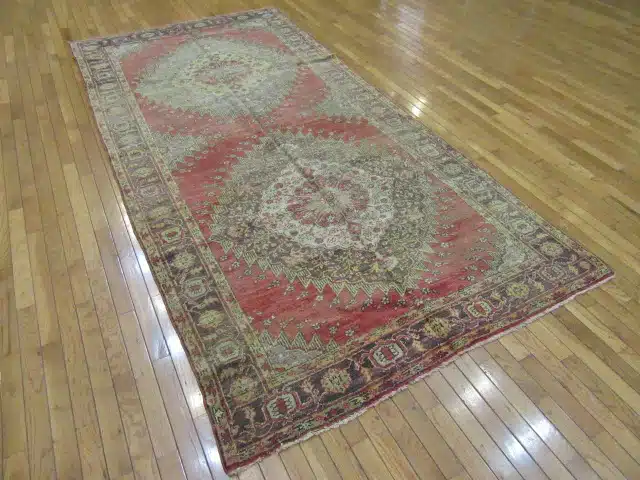 5' x 10' Vintage Turkish Oushak Runner Rug – Rust & Blue - Image 6