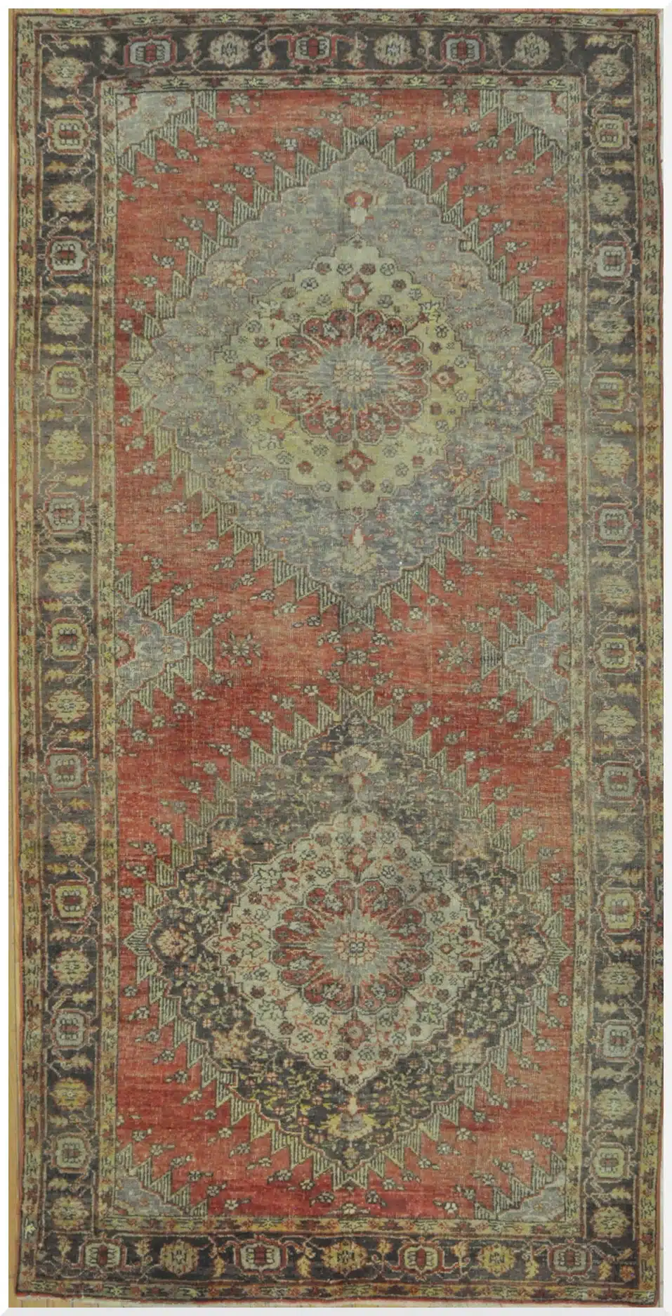 5' x 10' Vintage Turkish Oushak Runner Rug – Rust & Blue