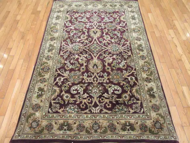 4' x 6' Indian Tabriz Design Small Handmade Area Rug – Dark Brown - Image 2
