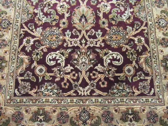 4' x 6' Indian Tabriz Design Small Handmade Area Rug – Dark Brown - Image 3
