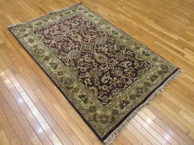 4' x 6' Indian Tabriz Design Small Handmade Area Rug – Dark Brown - Image 6
