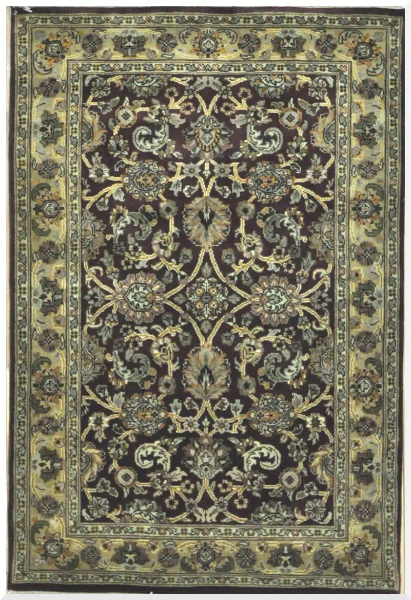 4' x 6' Indian Tabriz Design Small Handmade Area Rug – Dark Brown