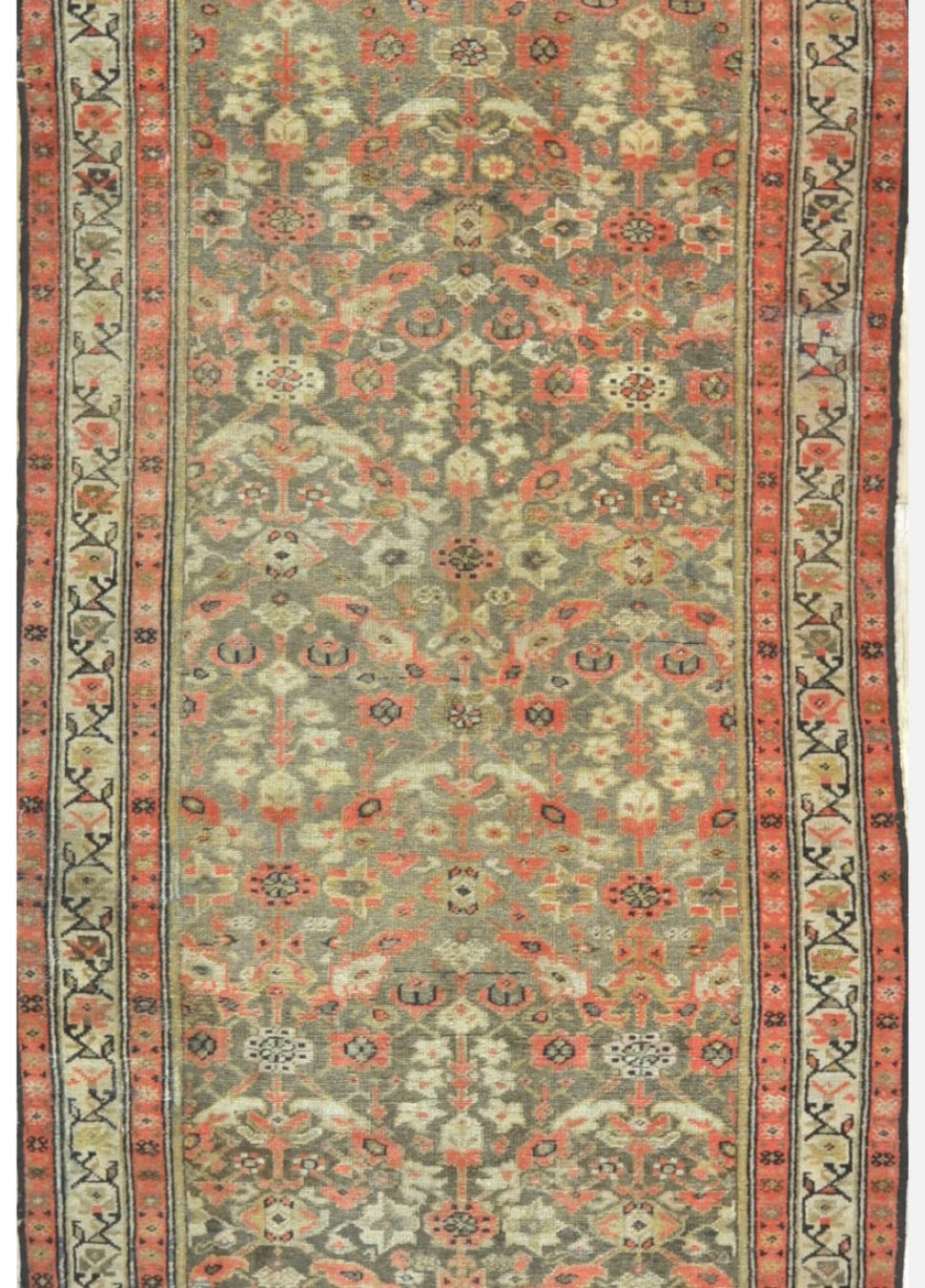 Antique Hand Knotted Wool Persian Malayer Runner Rug