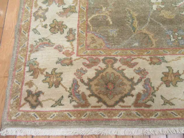 5' x 9' Indian Green Oriental Rug Traditional Wool - Image 4