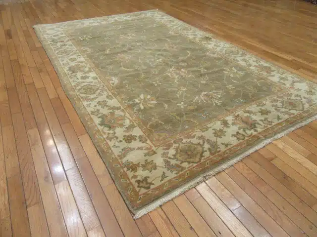 5' x 9' Indian Green Oriental Rug Traditional Wool - Image 6