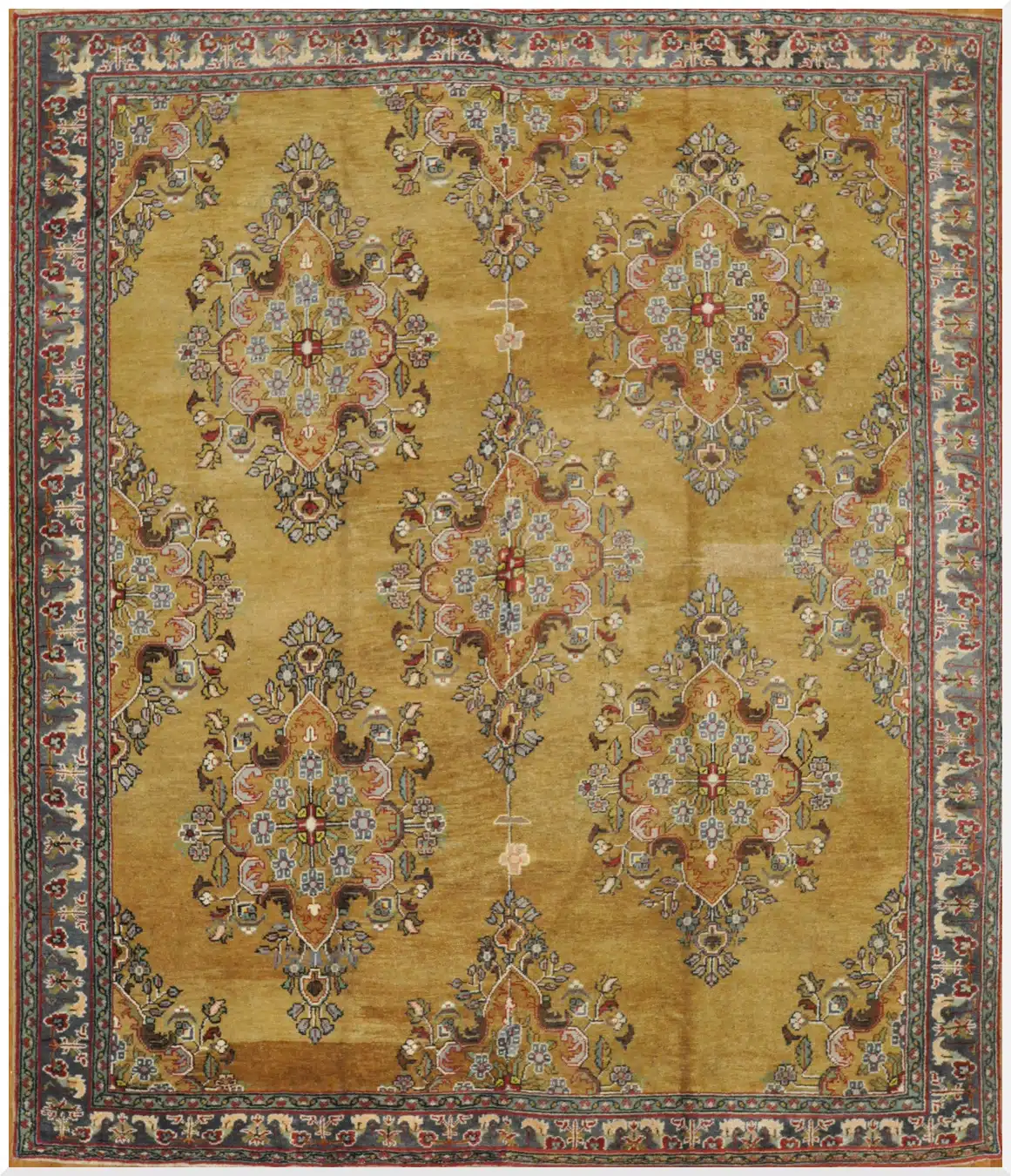10' x 11' Turkish Gold Semi Antique Rug Traditional Wool