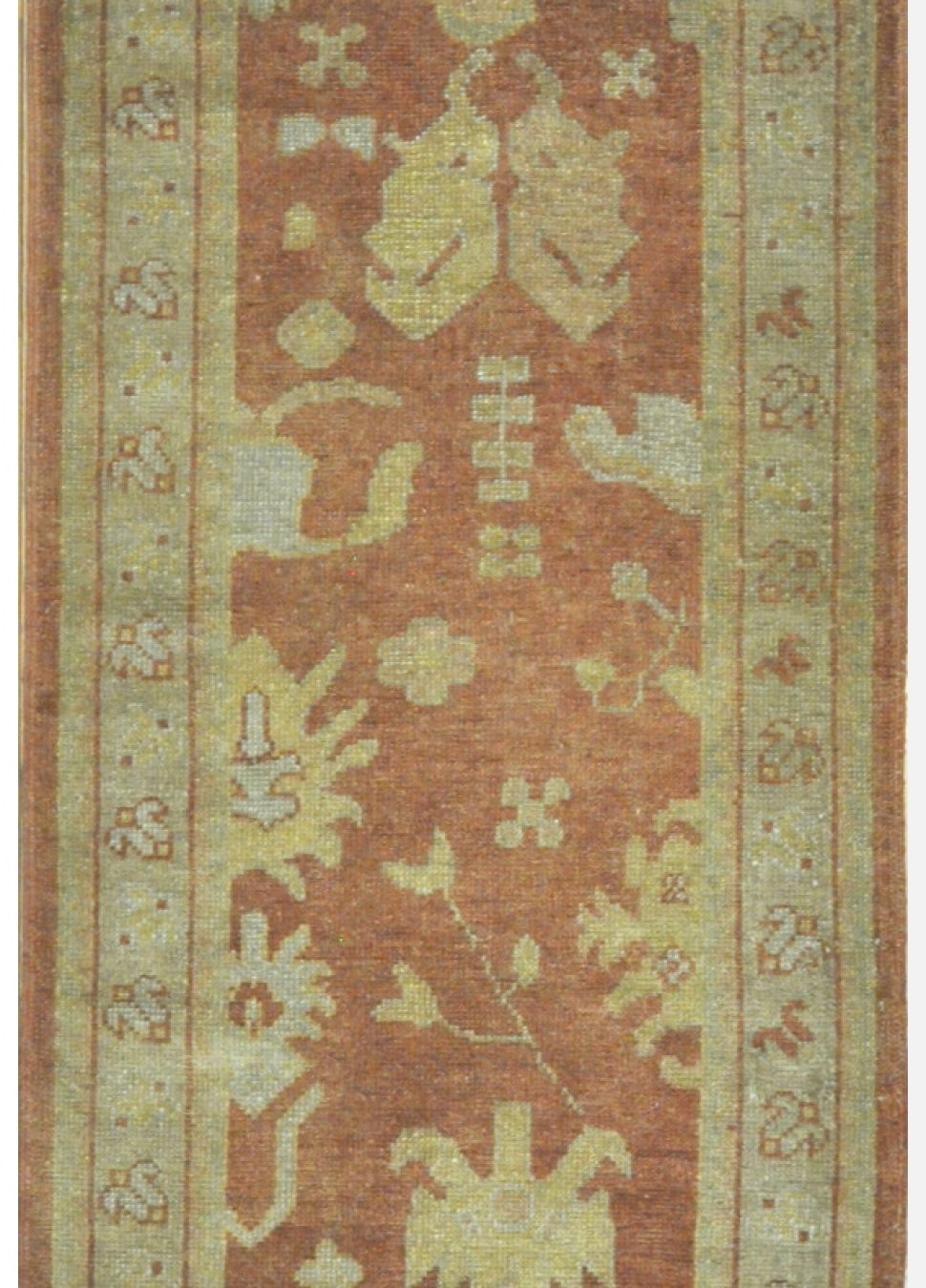 Long Handmade Turkish Oushak Runner Rug