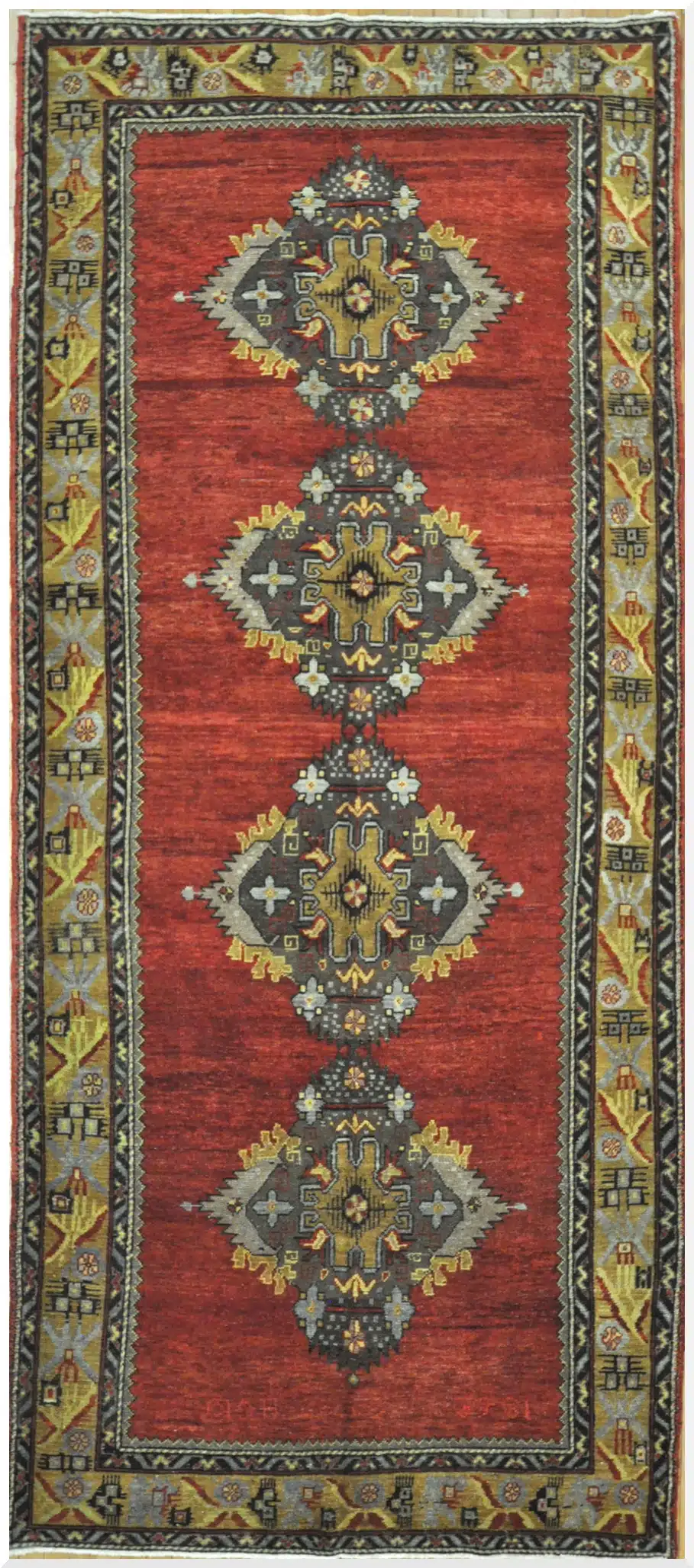 5' x 12' Turkish Oushak Red Vintage Rug Traditional Wool