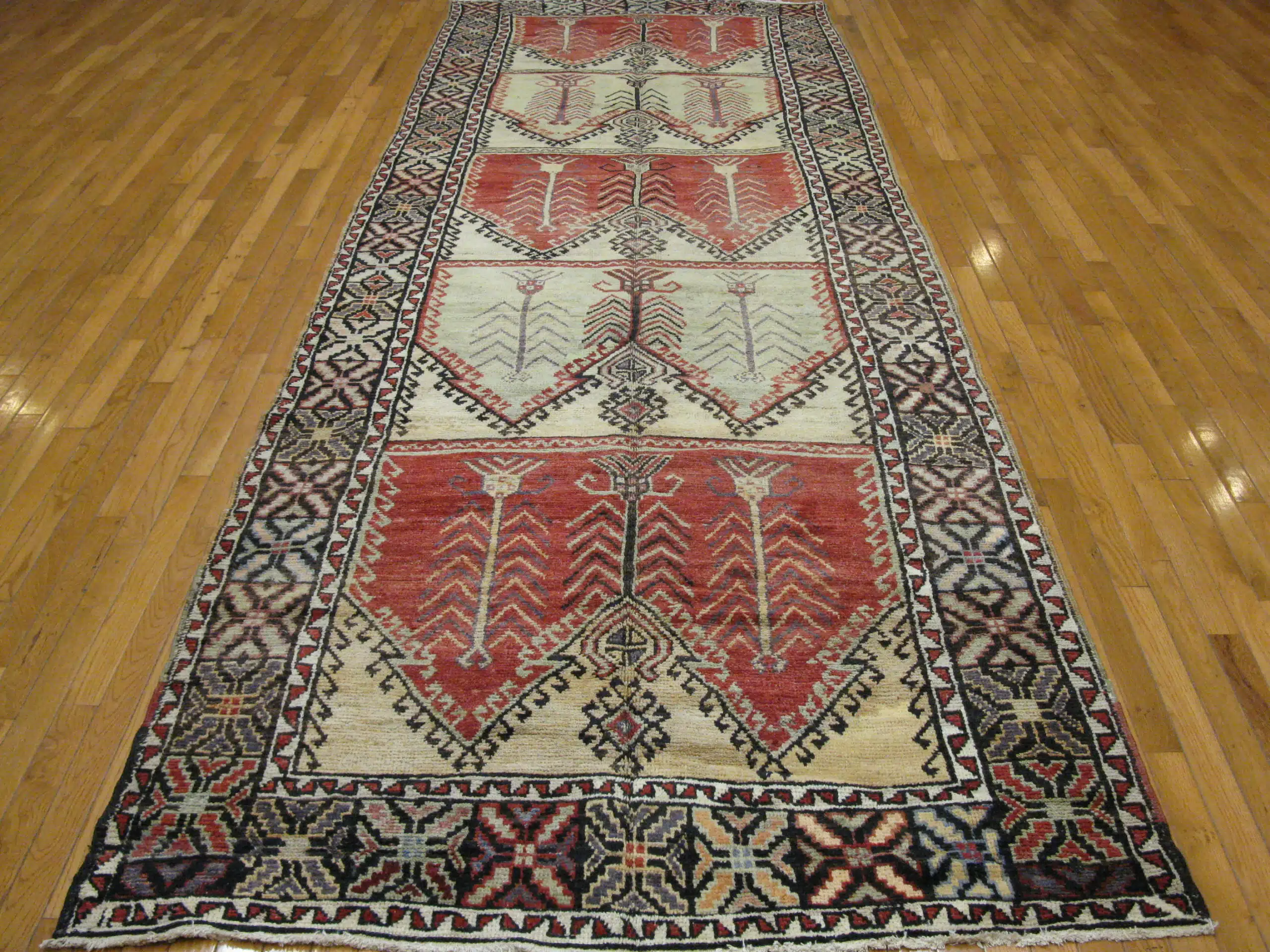 5' x 14' Turkish Red Tribal Runner Rug – Hand-Knotted Wool - Image 2