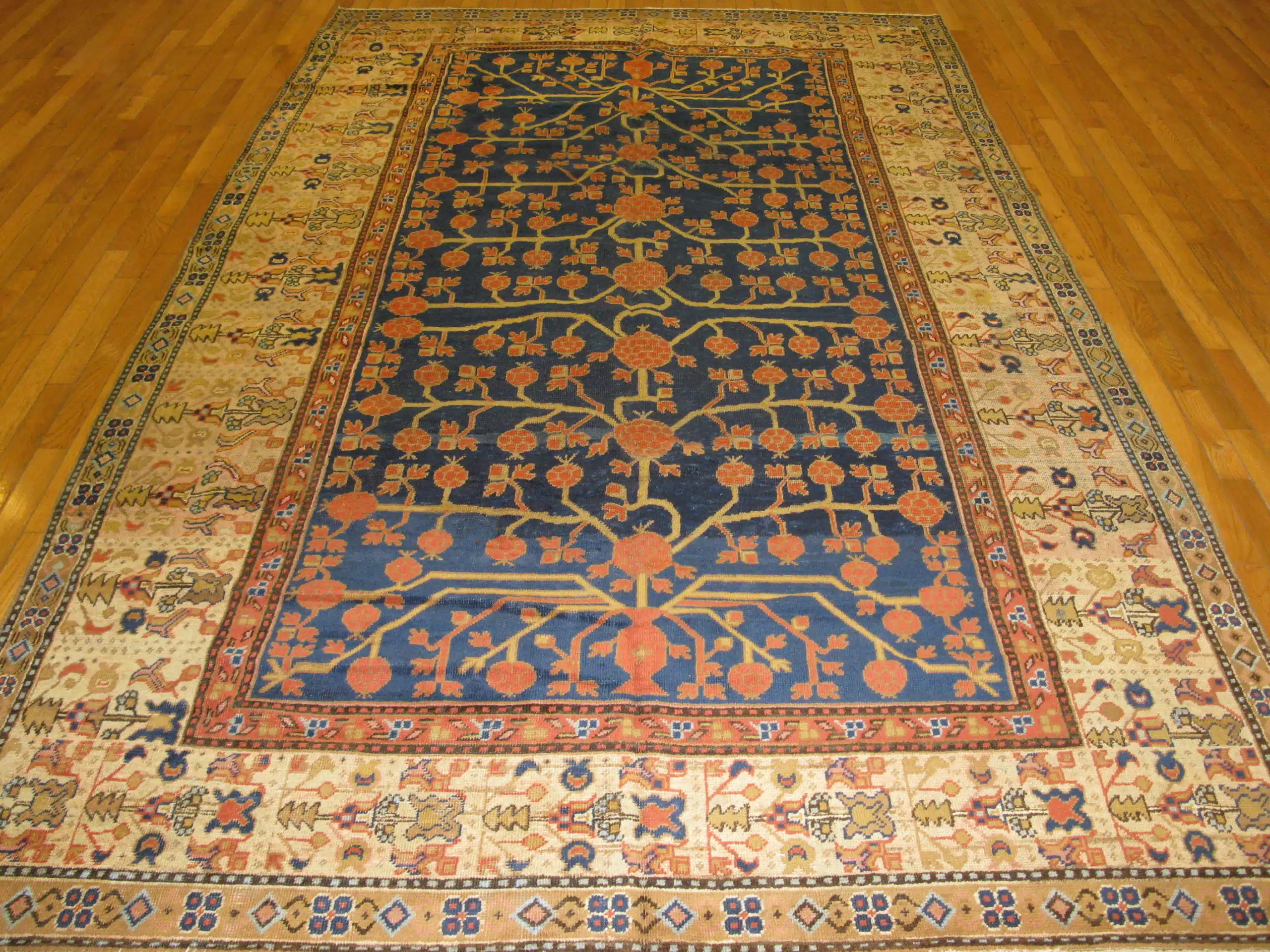 6' x 10' Antique Uzbek Khotan Pomegranate Rug – Hand-Knotted Wool - Image 2