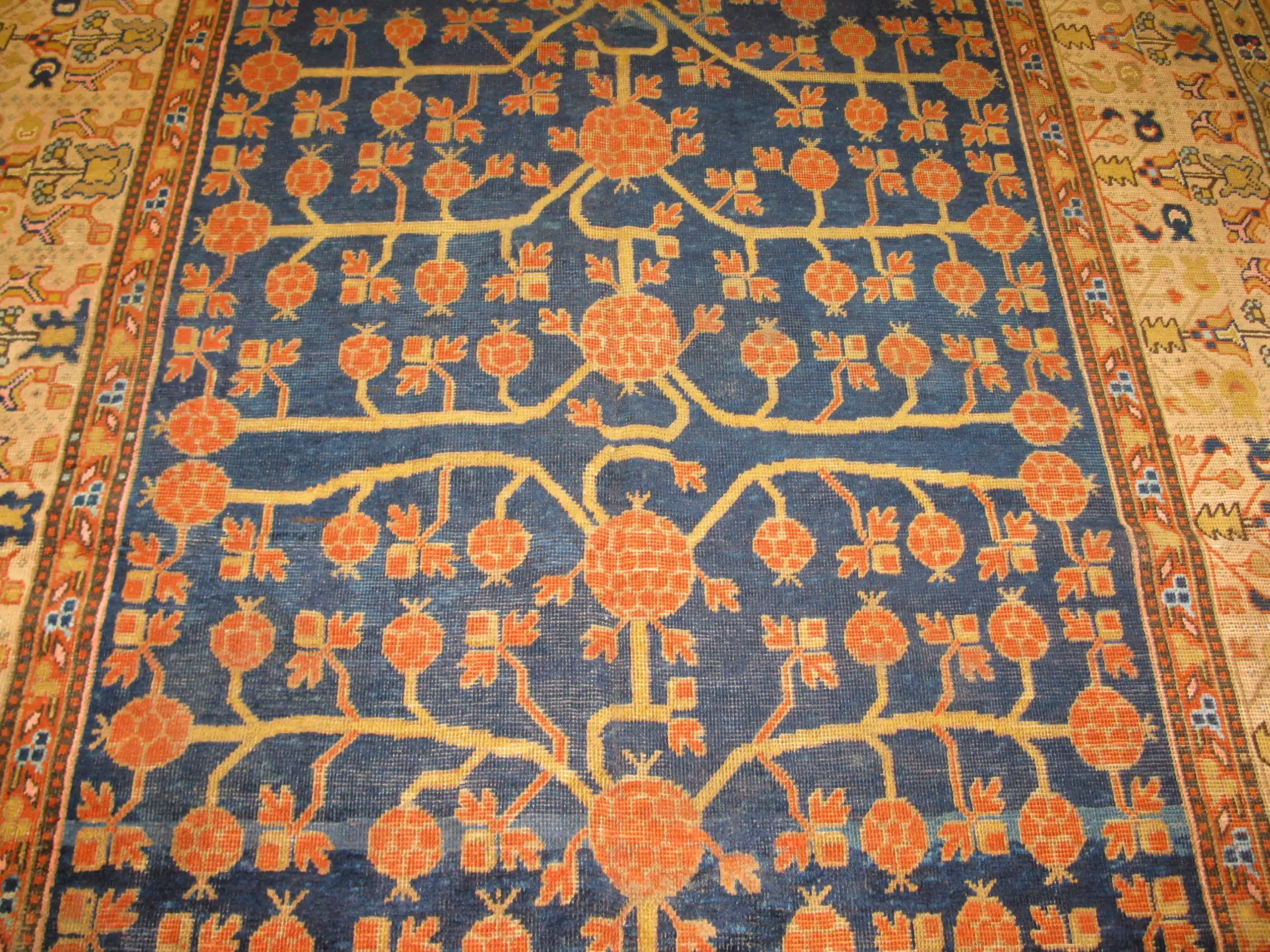 6' x 10' Antique Uzbek Khotan Pomegranate Rug – Hand-Knotted Wool - Image 3
