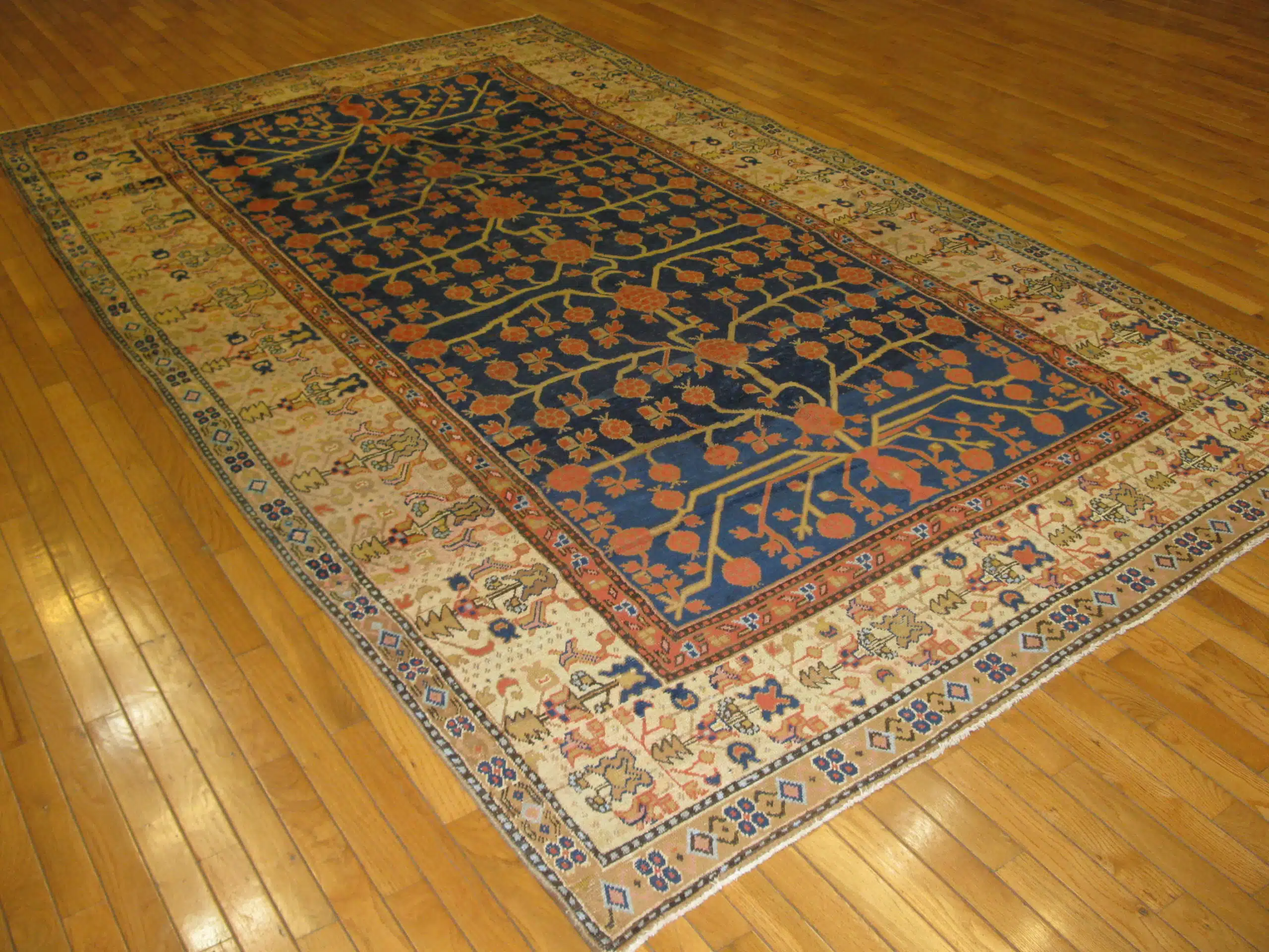6' x 10' Antique Uzbek Khotan Pomegranate Rug – Hand-Knotted Wool - Image 6