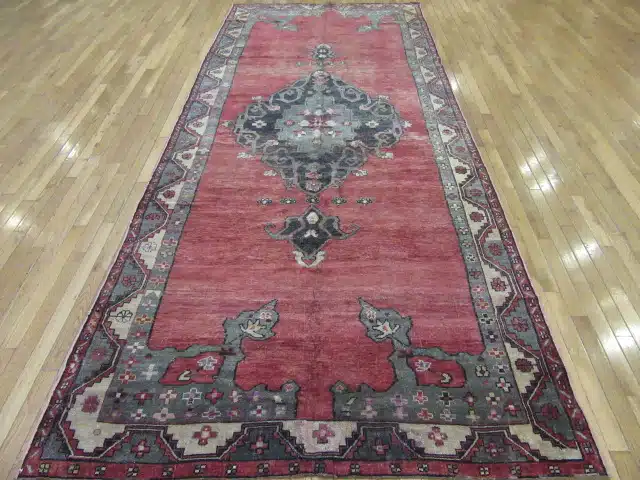 5' x 12' Vintage Red Medallion Turkish Oushak Rug – Traditional Wool - Image 2