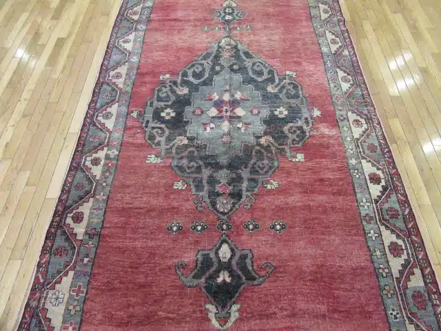 5' x 12' Vintage Red Medallion Turkish Oushak Rug – Traditional Wool - Image 3