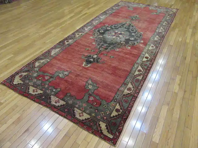 5' x 12' Vintage Red Medallion Turkish Oushak Rug – Traditional Wool - Image 6