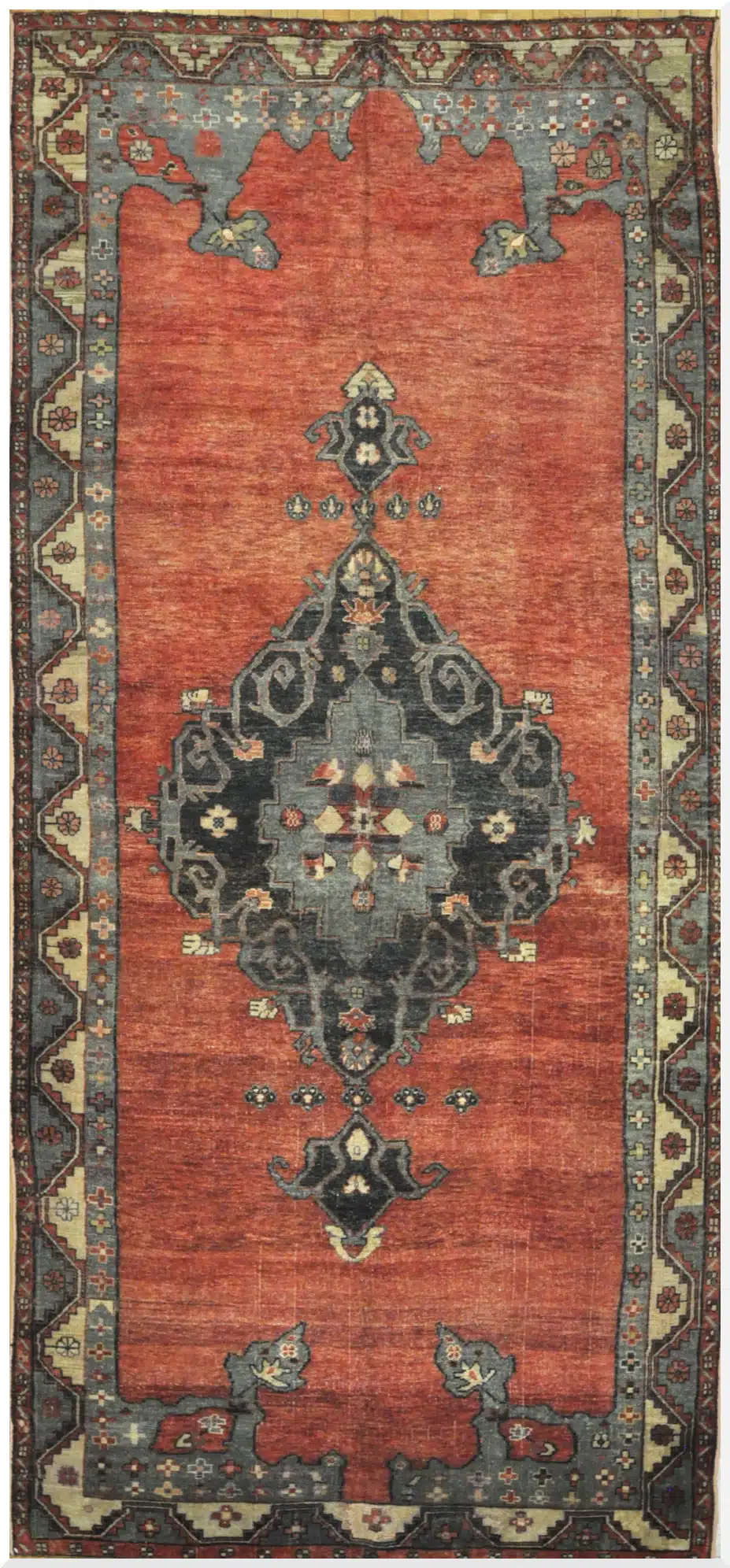 5' x 12' Vintage Red Medallion Turkish Oushak Rug – Traditional Wool