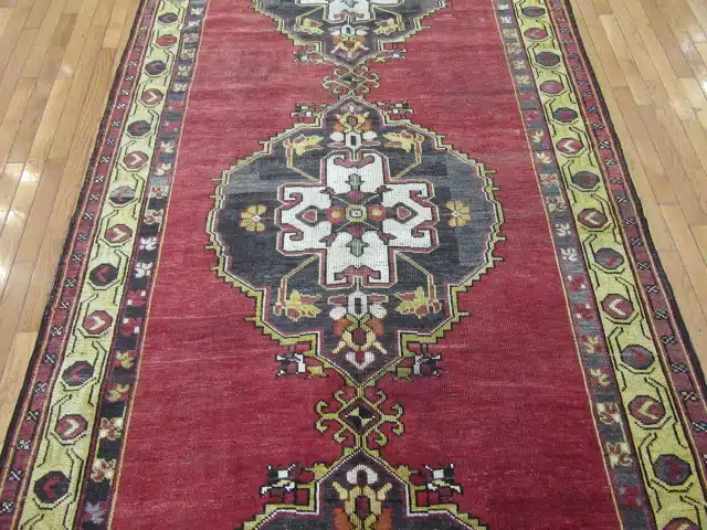 5' x 12' Turkish Oushak Rust Charcoal Triple Medallion Runner – Vintage Hand-Knotted Wool - Image 3