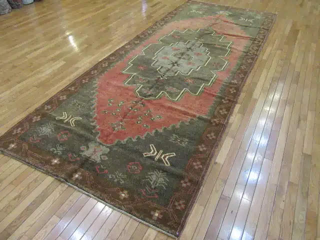 5' x 12' Turkish Rust Charcoal Medallion Runner – Vintage Hand-Knotted Wool - Image 6