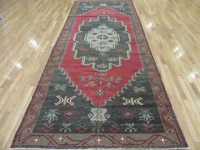 5' x 12' Turkish Charcoal Rust Medallion Runner – Vintage Hand-Knotted Wool - Image 2