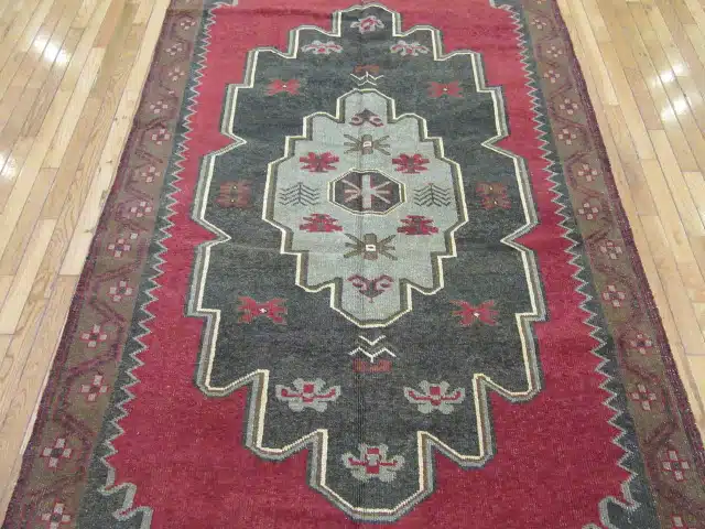5' x 12' Turkish Charcoal Rust Medallion Runner – Vintage Hand-Knotted Wool - Image 3