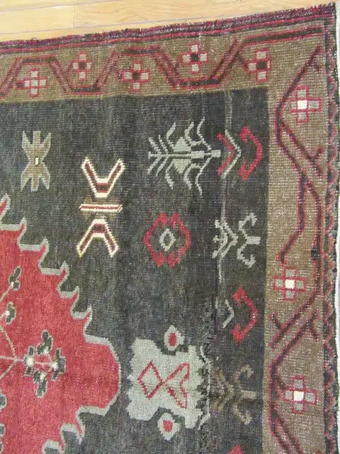 5' x 12' Turkish Charcoal Rust Medallion Runner – Vintage Hand-Knotted Wool - Image 4