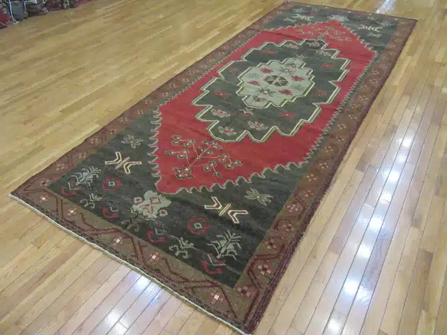 5' x 12' Turkish Charcoal Rust Medallion Runner – Vintage Hand-Knotted Wool - Image 6