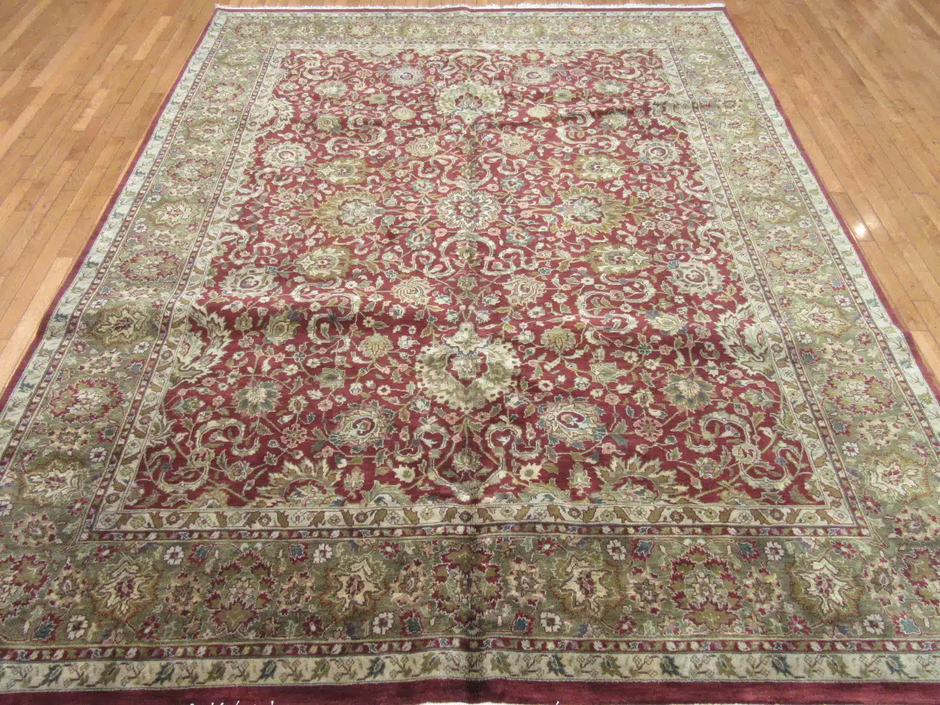 8' x 10' Green Fine Hand-Knotted Indian Oriental Rug – Traditional Wool - Image 2