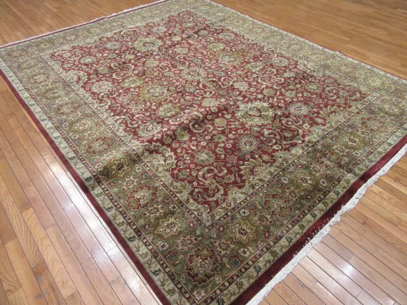 8' x 10' Green Fine Hand-Knotted Indian Oriental Rug – Traditional Wool - Image 6