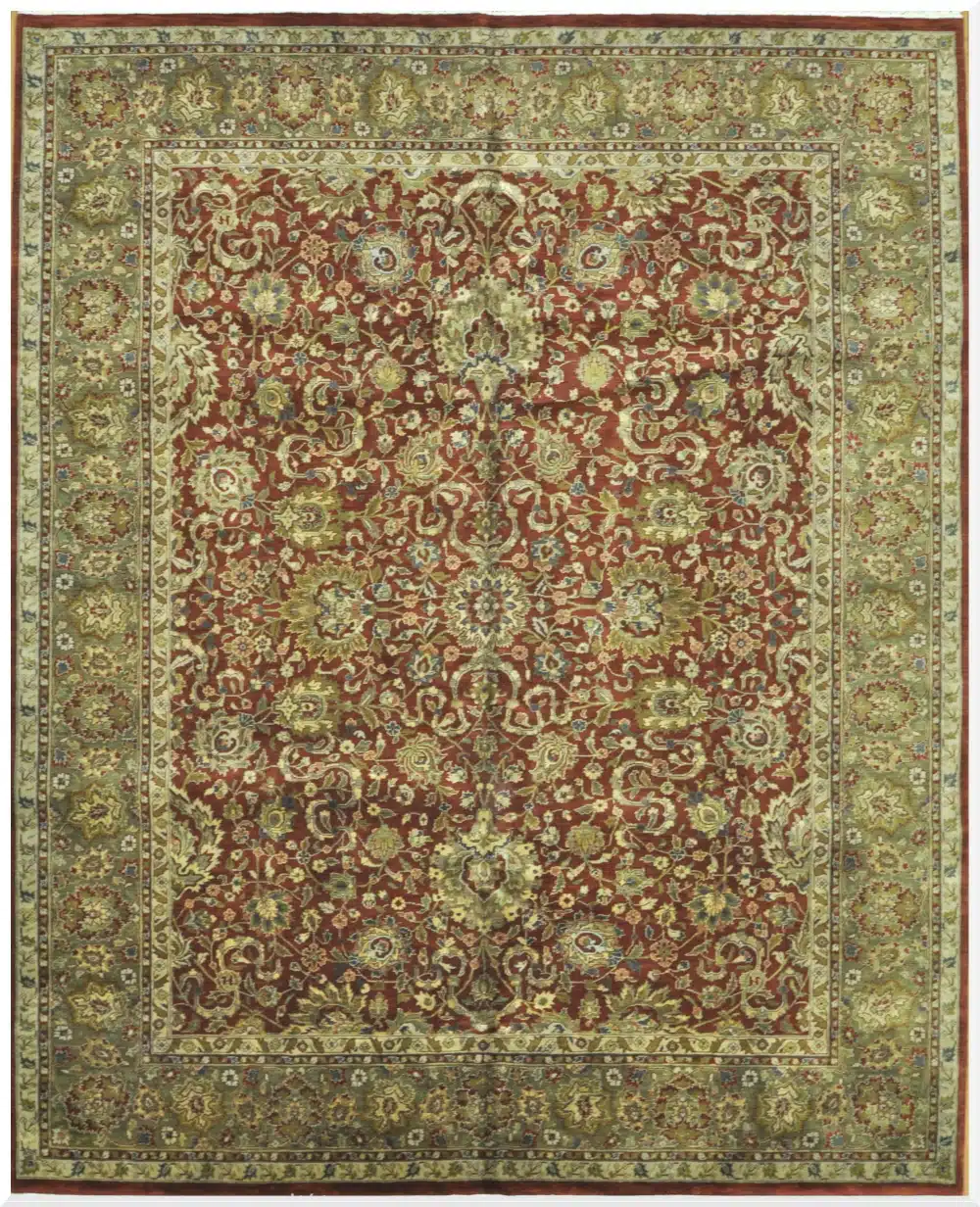 8' x 10' Green Fine Hand-Knotted Indian Oriental Rug – Traditional Wool