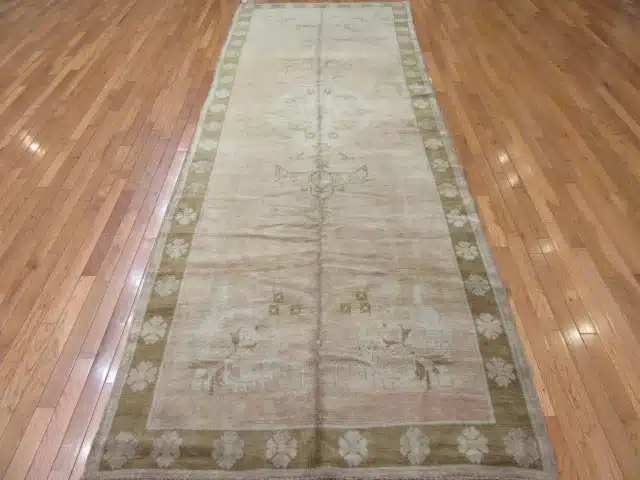 4' x 11' Beige Fine Hand-Knotted Turkish Oushak Rug – Transitional Wool - Image 2