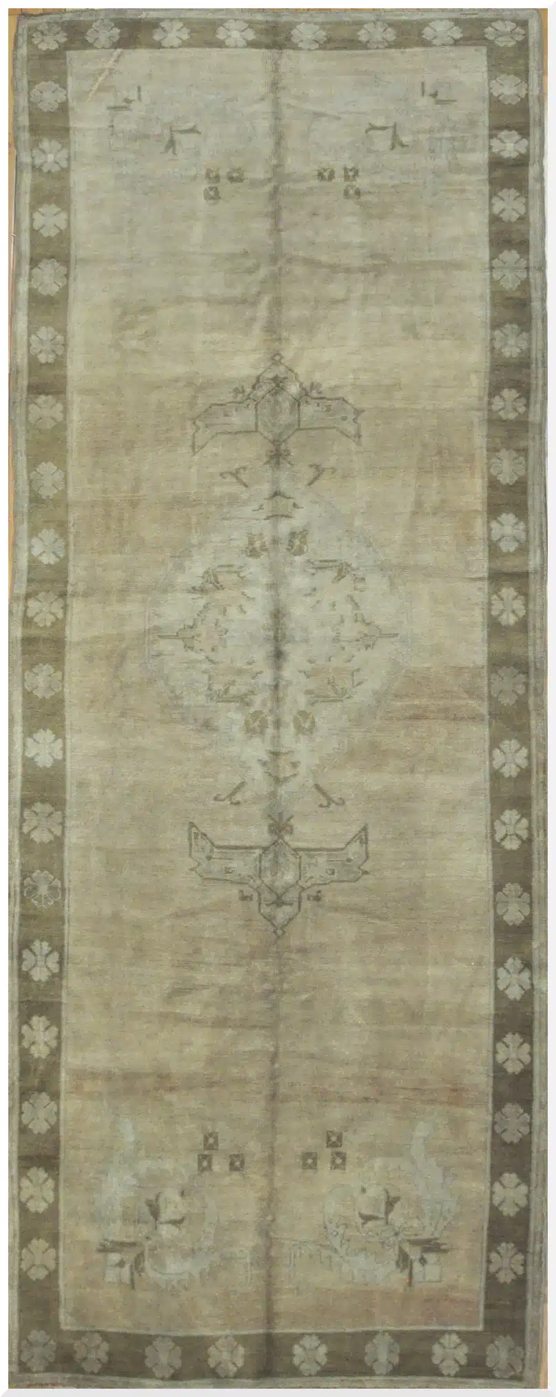 4' x 11' Beige Fine Hand-Knotted Turkish Oushak Rug – Transitional Wool