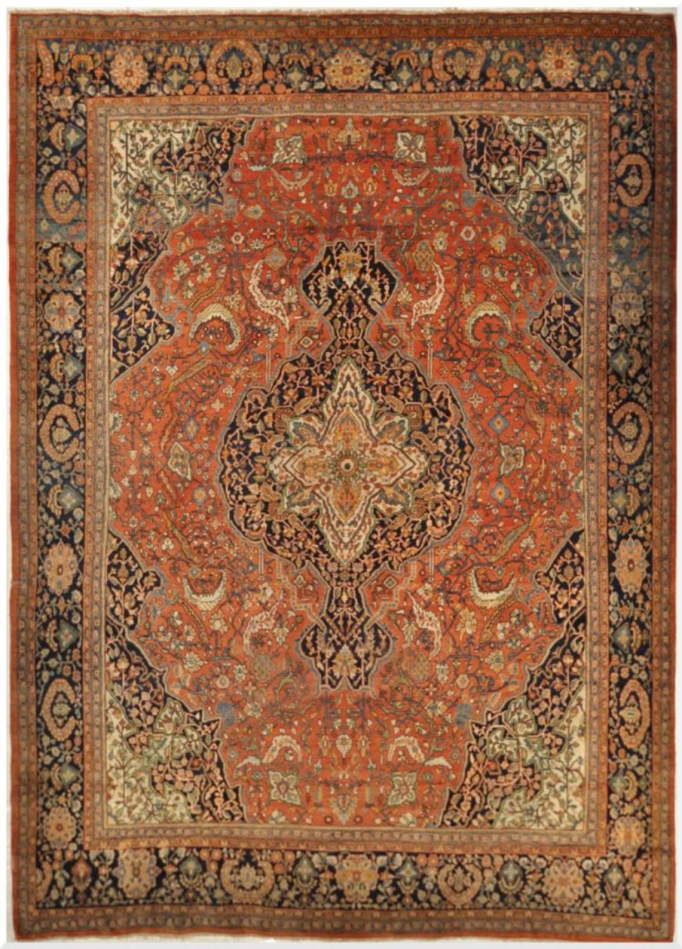 Large Room Size Antique Hand Knotted Wool Persian Sarouk Farahan Rug