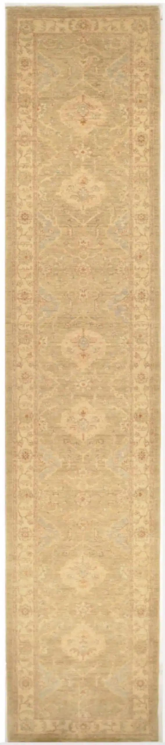 3' x 16' Beige Fine Hand-Knotted Pakistani Sultanabad Runner – Traditional Wool